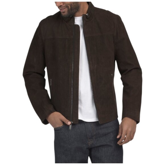 KARL LAGERFELD PARIS  Brown Suede Jacket With Pockets - Picture 1 of 2